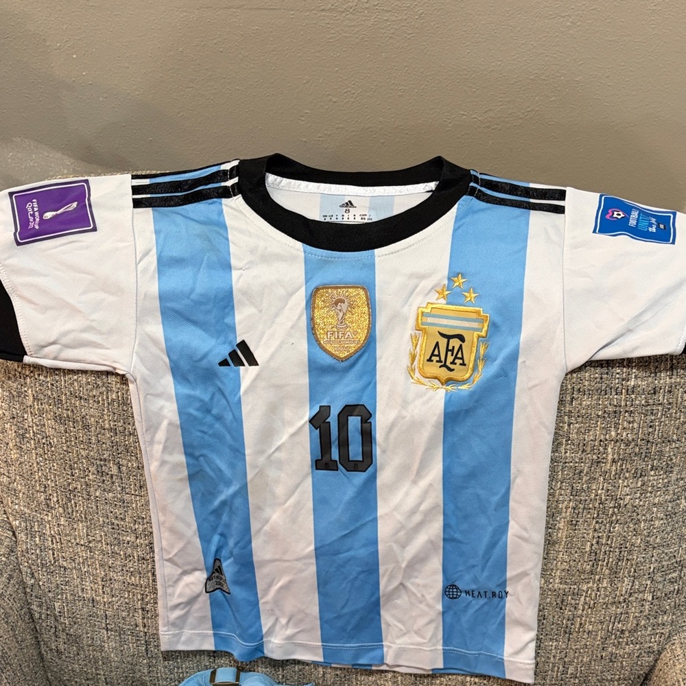 adidas Kids Soccer Jersey - Light Blue, White, and Black